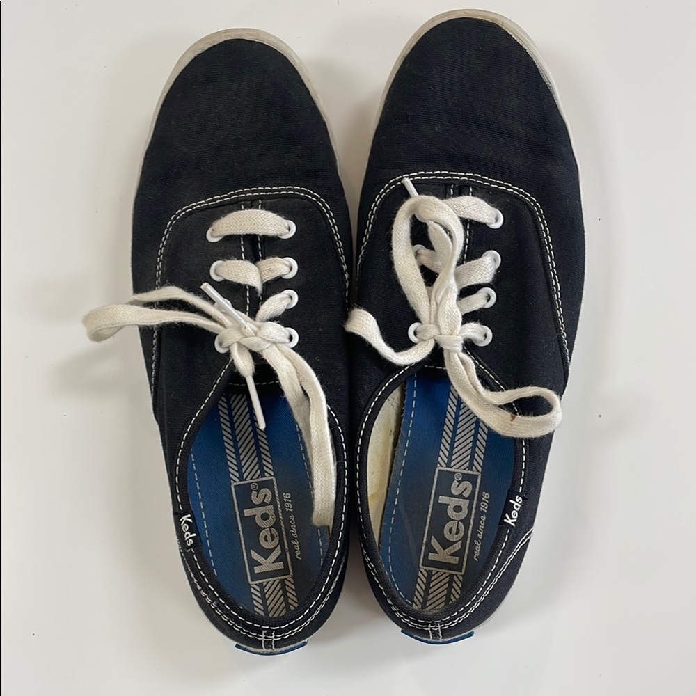 Keds Black Canvas Sneakers with White Laces